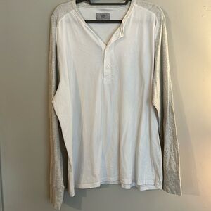 Jack Spade White and Heathered Gray Henley Shirt